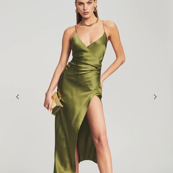 Emma Silk Dress by SER.O.YA, Chartreuse, Size M - Picture 6 of 10